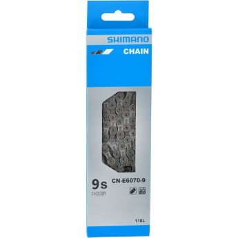 Цепь SHIMANO E6070, для 9 скоростей сзади/1 скорость, спереди, 118 звеньев, для электровелосипедов, с ампульным пином (1шт.)