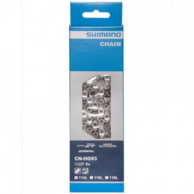 Цепь SHIMANO XT, HG93, 9 скоростей, 114 звеньев, ампульный пин (1 шт) ICNHG93114I