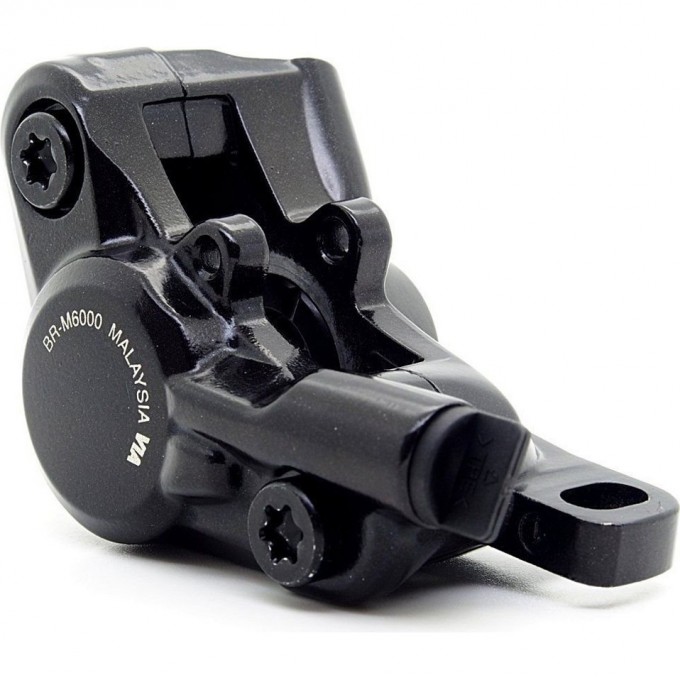 Калипер гидравлический SHIMANO M6000, POST MOUNT, ПОЛИМЕРН. КОЛОДК. G01S, БЕЗ АДАПТ., ЦВ. ЧЕРНЫЙ EBRM6000MPPRXL