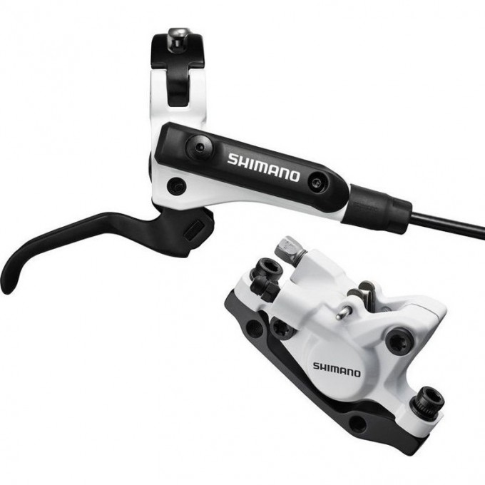 Тормоз дисковый SHIMANO M506, BL-M506(ЛЕВ)/BR-M447(ПЕР.), ПЛАСТ. КОЛ., 1000мм, ЦВ. БЕЛЫЙ EM506MFPRA100
