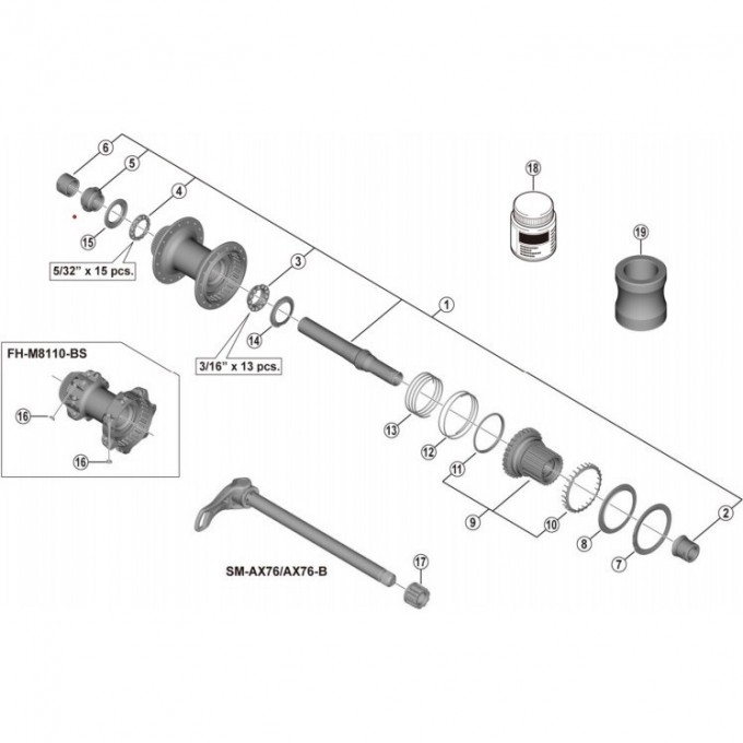 Левый конус с пыльником SHIMANO для FH-M8110 Y3G198040
