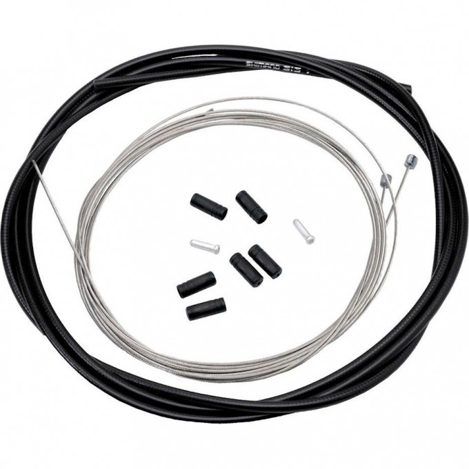 Трос и оплетка переключателя SHIMANO SP40, оплетка 1700 мм черная, трос 1.2X2100 мм нержавейка, 2 штуки, Y60098501